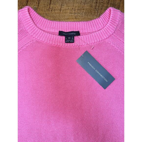 NWT Womens French Connection Aurora Pink Mozart Plus Crew Neck Waffle Sweater 3X - Picture 3 of 8